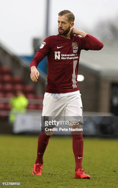 Kevin van Veen of Northampton Town in action during the Sky Bet League One match between Northampton Town and Rochdale at Sixfields on February 3,...