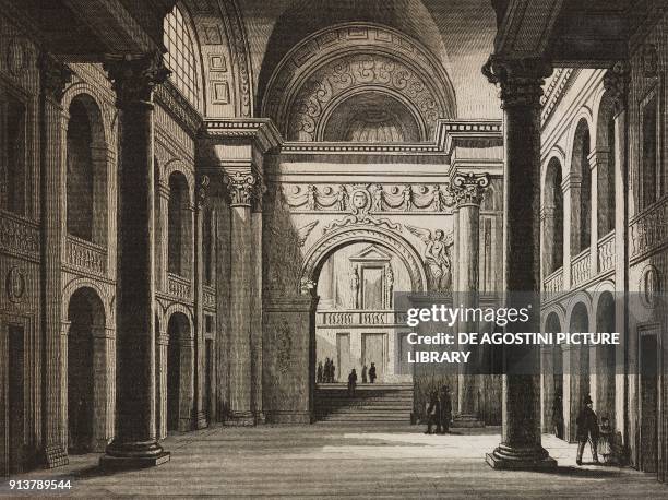 Interior of Ghent University, Belgium, engraving by Lemaitre from Belgique et Hollande, by Van Hasselt, L'Univers pittoresque, published by Firmin...