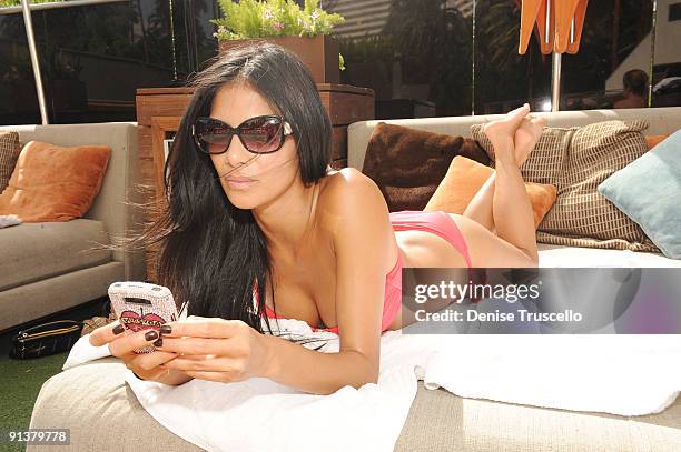 Nicole Scherzinger attends BARE pool lounge at The Mirage Hotel and Casino on October 3, 2009 in Las Vegas, Nevada.