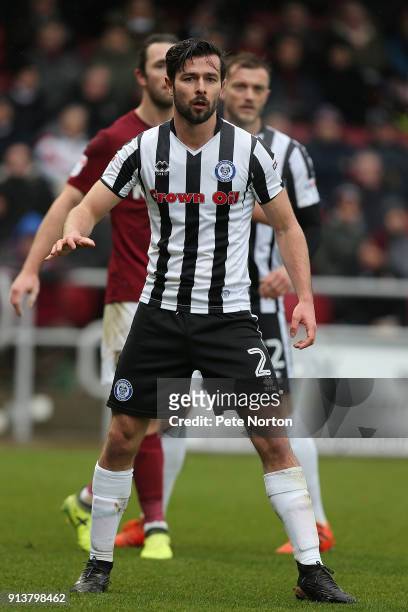 Joe Rafferty of Rochdale in action during the Sky Bet League One match between Northampton Town and Rochdale at Sixfields on February 3, 2018 in...