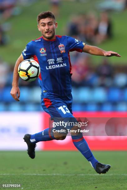 Ivan Vujica of the Jets in action during the round 19 A-League match between the Newcastle Jets and the Melbourne Victory at McDonald Jones Stadium...