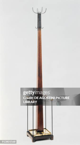 Art Nouveau hat, coat and umbrella stand, designed for the White Dining Room, at Ingram Street Tea Rooms, ca 1900, Glasgow, by Charles Rennie...