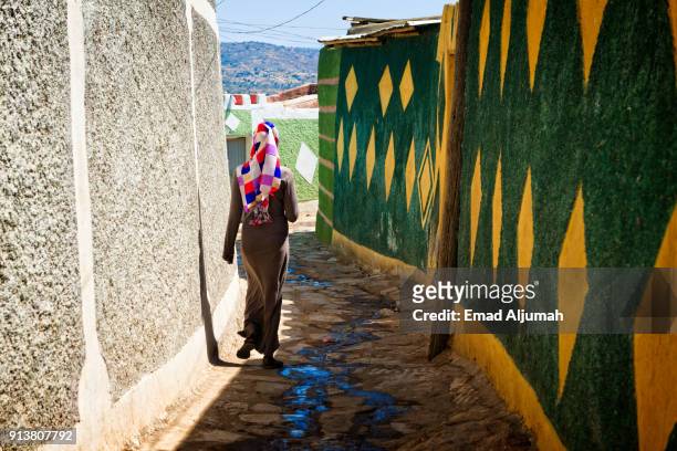 street scene in harar, ethiopia - december 8, 2017 - ethiopia city stock pictures, royalty-free photos & images