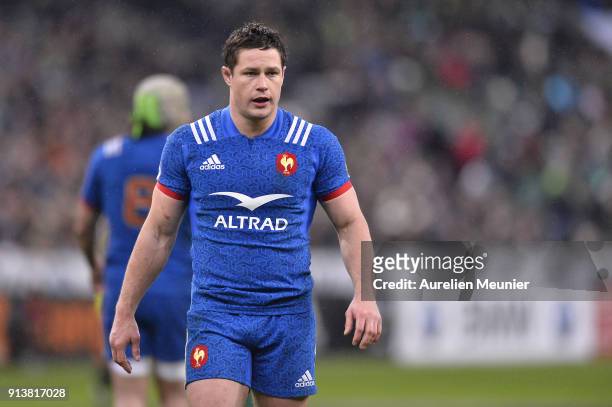 Henry Chavancy of France reacts during the NatWest Six Nations match between France and Ireland at Stade de France on February 3, 2018 in Paris,...
