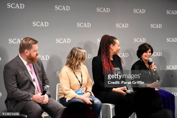 Noah Jones, Carol Banker, Anya Adams, and Tamar Halpern speak during the From the Director's Chair panel on Day 3 of the SCAD aTVfest 2018 on...