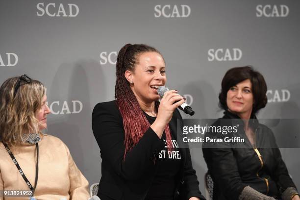 Directors Carol Banker, Anya Adams, and Tamar Halpern speak during the From the Director's Chair panel on Day 3 of the SCAD aTVfest 2018 on February...