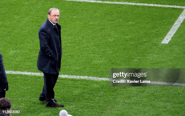 Head coach Jacques Brunel of France during NatWest Six Nations match between France and Ireland at Stade de France on February 3, 2018 in Paris,...