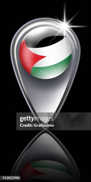 gaza strip button map pointer with flag isolated on black - black opal stock illustrations
