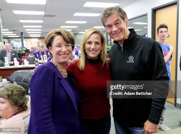 Senator Amy Klobuchar, actor Marlee Matlin, and Dr. Oz attend the 2018 Big Game Weekend Hearing Mission With Starkey Hearing Technologies on February...