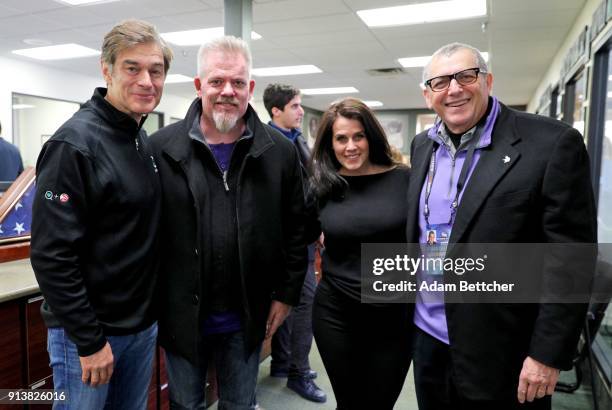 Dr. Oz, Starkey Hearing Foundation Executive Director of Philanthropy Brady Forseth, writer Lisa Oz, and Vikings co-owner Zygi Wilf attend the 2018...