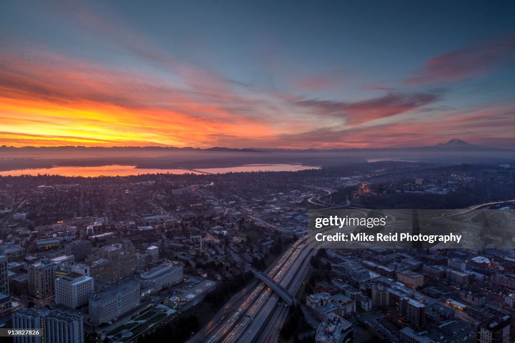 Seattle Southeast Sunrise Towards Mount Rainier