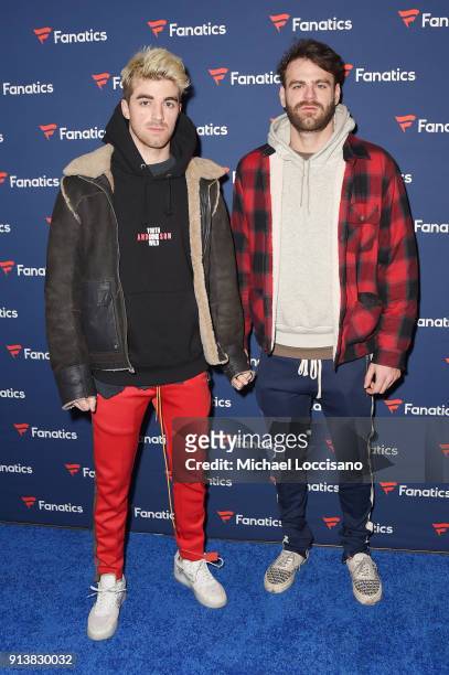 Andrew Taggart and Alex Pall of The Chainsmokers at the Fanatics Super Bowl Party on February 3, 2018 in Minneapolis, Minnesota.