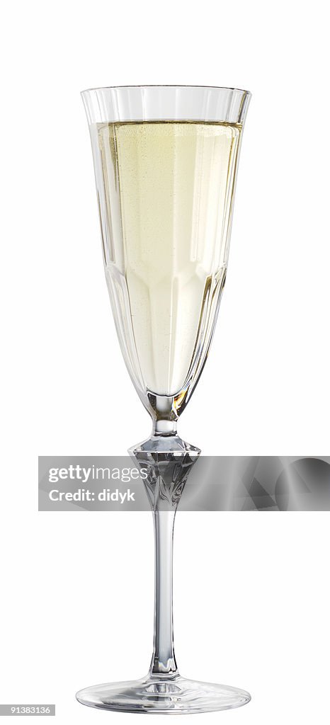 Champagne flute wine glass isolated on white background