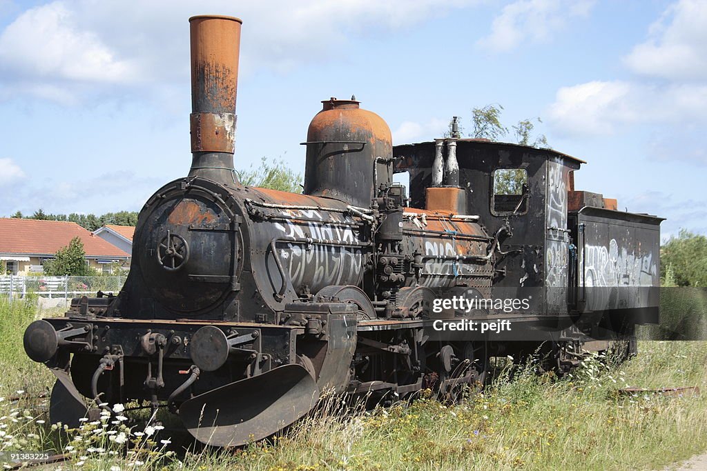 Burned out locomotive