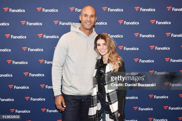 Former NFL player Jason Taylor and Monica Velasco at the Fanatics Super Bowl Party on February 3, 2018 in Minneapolis, Minnesota.