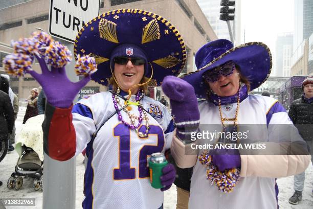 Fans gather in the snow during Super Bowl LIVE, a 10-day fan festival leading up to Super Bowl LII, taking place on Minneapolis Nicollet Mall in...