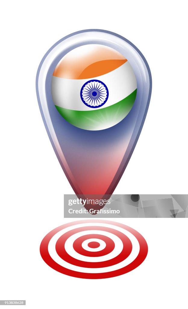 India Using Button India Button Map Pointer With Indian Flag Isolated On White High-Res ...