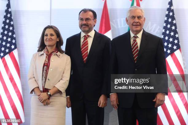 Chrystia Freeland Canada's Minister of Foreign Affairs , Luis Videgaray Mexico's Secretary of Foreign Affairs and Rex Tillerson US Secretary of State...