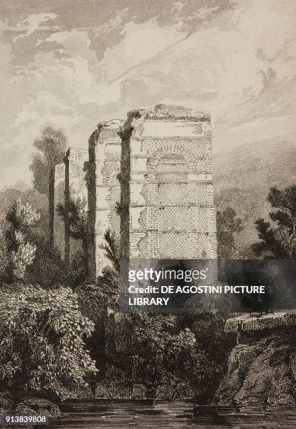 Roman Aqueduct near Lyon, France, engraving by Lemaitre from France, premiere partie, L'Univers pittoresque, published by Firmin Didot Freres, Paris,...