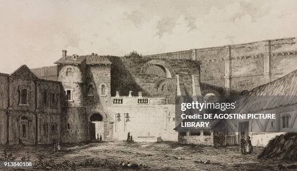 The Roman Aqueduct of Arcueil in 1784, France, engraving by Lemaitre from France, premiere partie, L'Univers pittoresque, published by Firmin Didot...