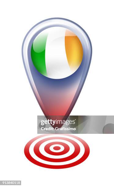 ireland button map pointer with irish flag isolated on white - putting label stock illustrations