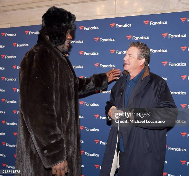 Former NBA player Shaquille O'Neal and former NFL player Dan Marino at the Fanatics Super Bowl Party on February 3, 2018 in Minneapolis, Minnesota.