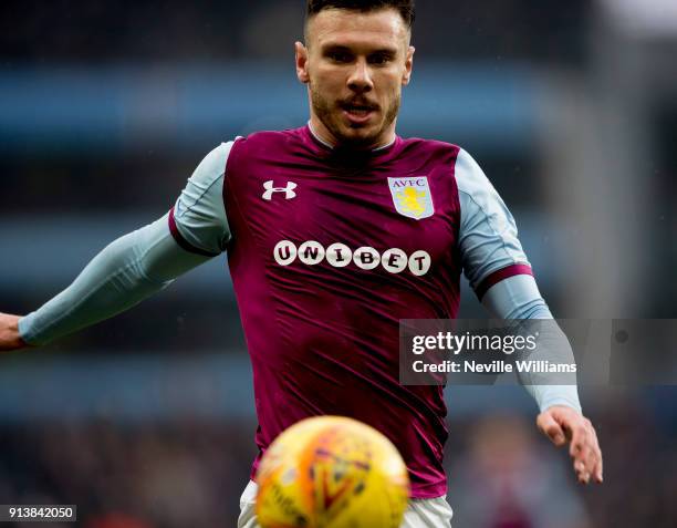 Scott Hogan of Aston Villa during the Sky Bet Championship match between Aston Villa and Burton Albion at Villa Park on February 03, 2018 in...