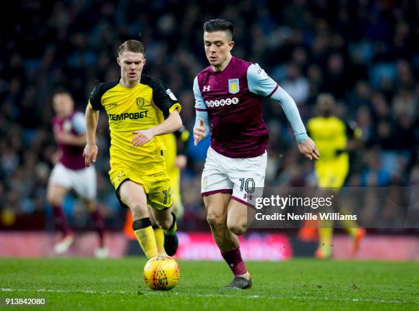 Jack Grealish of Aston Villa during the Sky Bet Championship match between Aston Villa and Burton Albion at Villa Park on February 03, 2018 in...