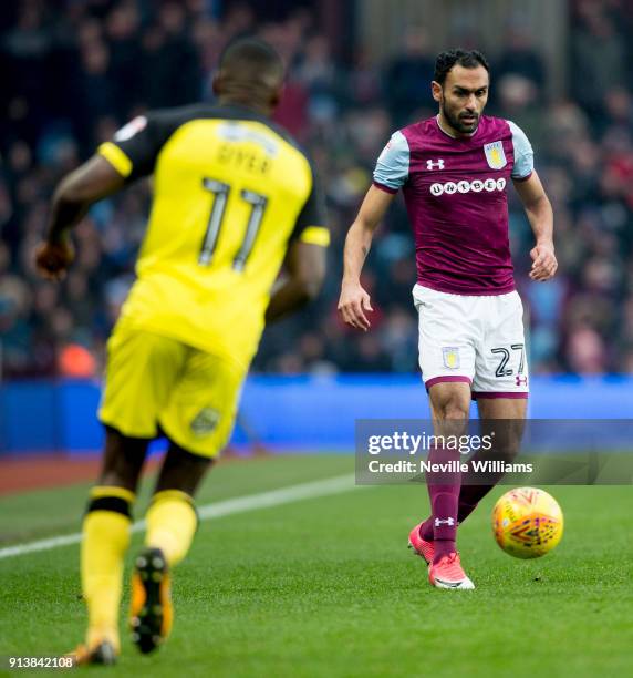 Ahmed Elmohamady of Aston Villa during the Sky Bet Championship match between Aston Villa and Burton Albion at Villa Park on February 03, 2018 in...