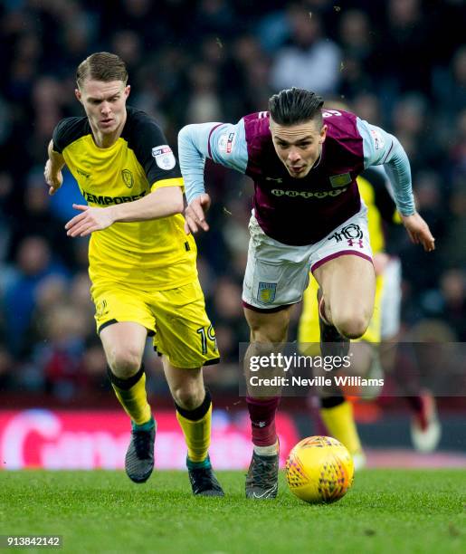 Jack Grealish of Aston Villa during the Sky Bet Championship match between Aston Villa and Burton Albion at Villa Park on February 03, 2018 in...