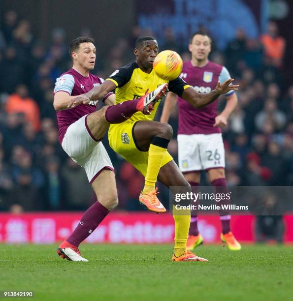 James Chester of Aston Villa during the Sky Bet Championship match between Aston Villa and Burton Albion at Villa Park on February 03, 2018 in...