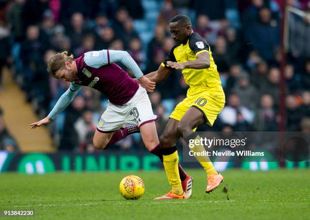 Birkir Bjarnason of Aston Villa during the Sky Bet Championship match between Aston Villa and Burton Albion at Villa Park on February 03, 2018 in...