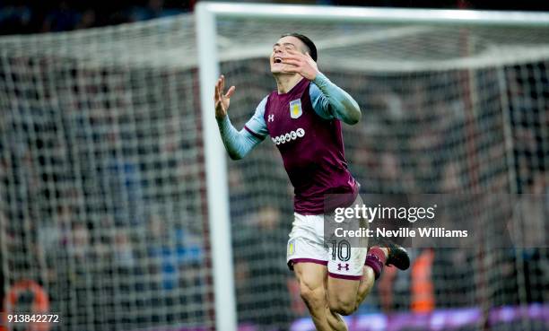 Jack Grealish of Aston Villa scores for Aston Villa during the Sky Bet Championship match between Aston Villa and Burton Albion at Villa Park on...