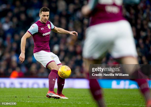 James Chester of Aston Villa during the Sky Bet Championship match between Aston Villa and Burton Albion at Villa Park on February 03, 2018 in...