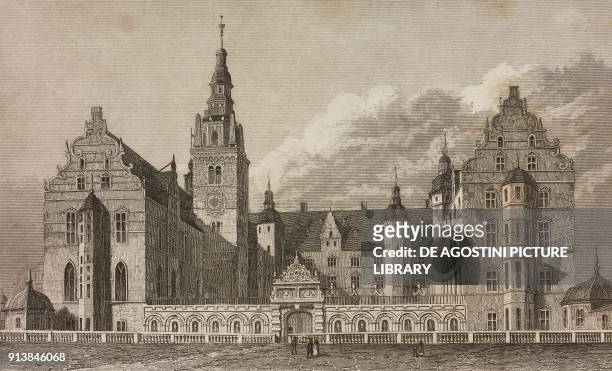 South facade of Frederiksborg Castle, Denmark, engraving by Lemaitre from Danemark, by Eyres and Chopin, L'Univers pittoresque, published by Firmin...