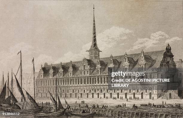 Copenaghen Stock Exchange, Denmark, engraving by Lemaitre from Danemark, by Eyres and Chopin, L'Univers pittoresque, published by Firmin Didot...