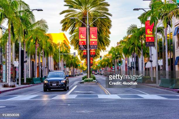 rodeo drive in early morning - rodeo drive stock pictures, royalty-free photos & images