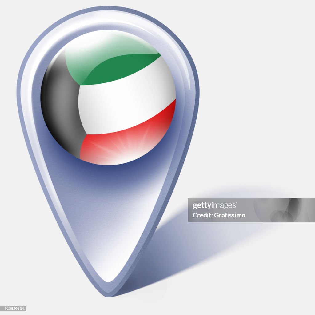 Kuwait Button Kuwait Button Map Pointer With Kuwaiti Flag Isolated On White High-Res ...