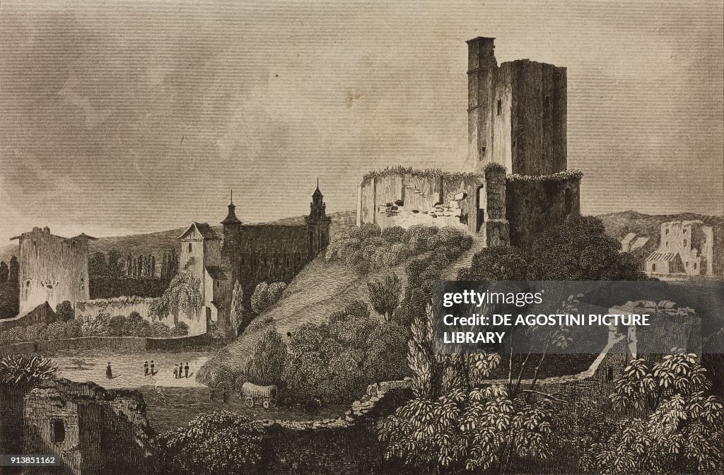 Gisors Castle, engraving by Lemaitre from France