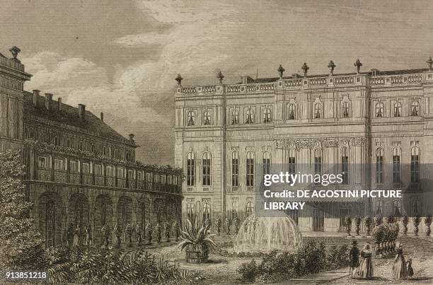 Prinz-Albrecht-Palais, view from the garden, Friedrichstadt, Berlin, Germany, engraving by Lemaitre from Etats de la Confederation Germanique, by Le...