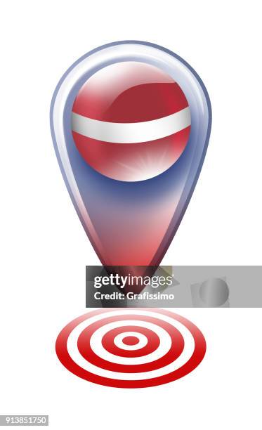 lettland latvia button map pointer with flag isolated on white - lettland stock illustrations