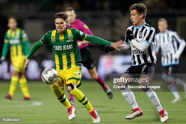 Danny Bakker of ADO Den Haag, Reuven Niemeijer of Heracles Almelo during the Dutch Eredivisie match between Heracles Almelo v ADO Den Haag at the...