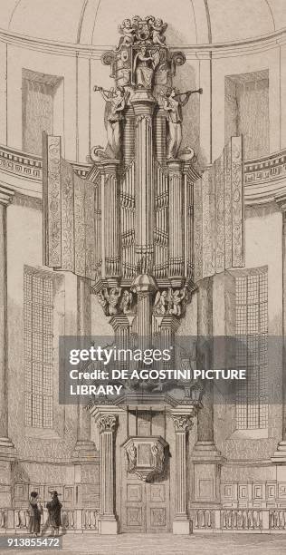 Organ in the Nieuwe Kerk , Amsterdam, Netherlands, engraving by Lemaitre from Belgique et Hollande, by Van Hasselt, L'Univers pittoresque, published...