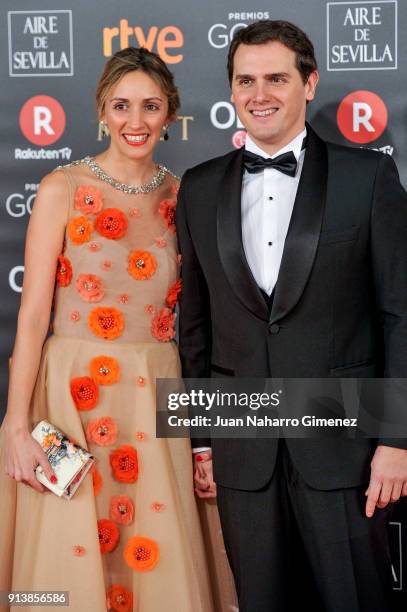 Beatriz Tajuelo and Albert Rivera attend Goya Cinema Awards 2018 at Madrid Marriott Auditorium on February 3, 2018 in Madrid, Spain.