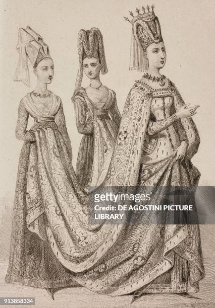 Isabeau of Bavaria, wife of Charles VI of France, engraving by Lemaitre from France, deuxieme partie, L'Univers pittoresque, published by Firmin...