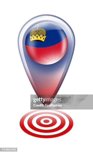 liechtenstein button map pointer with flag isolated on white - liechtenstein map stock illustrations