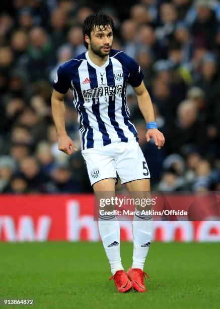 Claudio Yacob of West Bromwich Albion during the Premier League match between West Bromwich Albion and Southampton at The Hawthorns on February 3,...