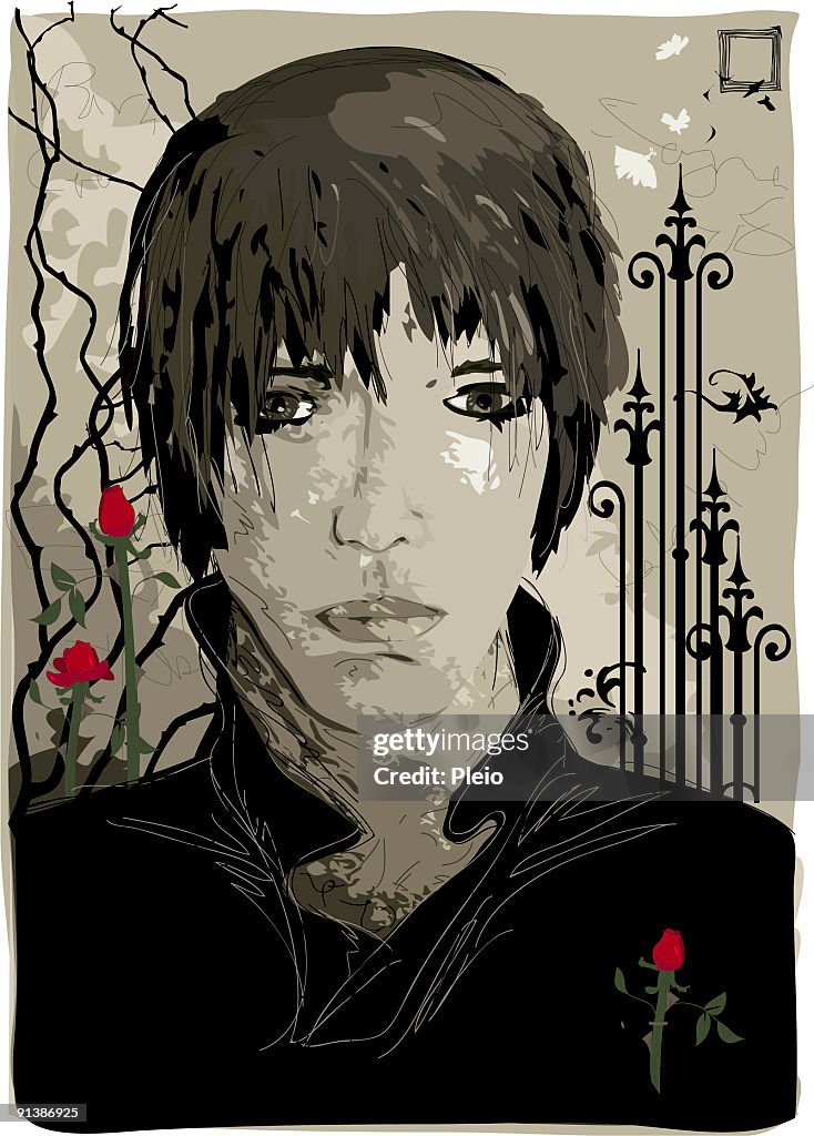 Gothic youth illustration
