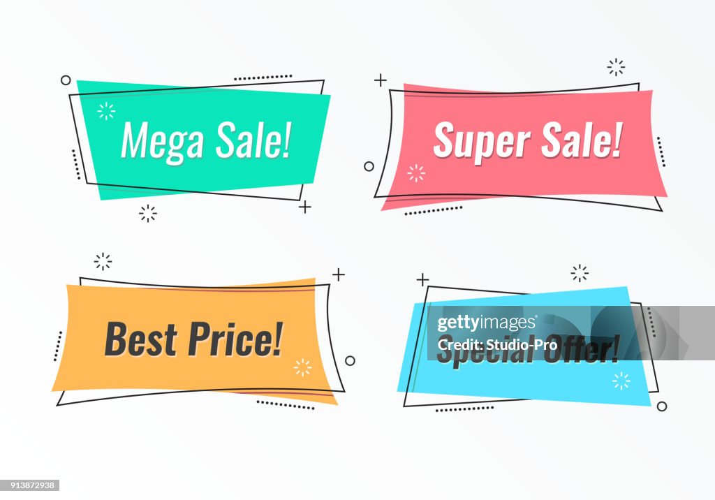 Set van trendy platte geometrische vector banners