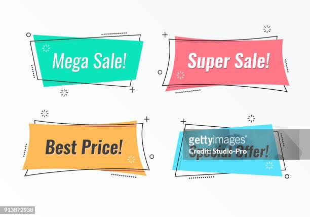 set of trendy flat geometric vector banners - banner sign stock illustrations